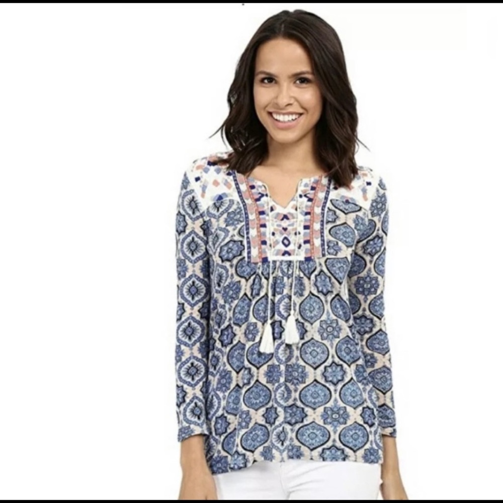 Lucky Brand Neon Peasant Top